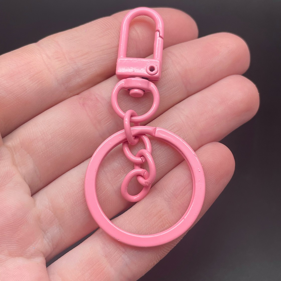30 мм, Основа для брелока розовая эмаль