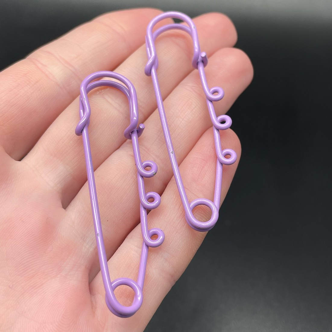 6 см , Основа булавка 3 колечка фиолетовая эмаль