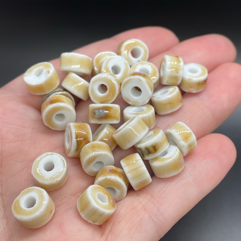 6,5*10 мм Бусина- разделитель, керамика цвет светло-коричневый