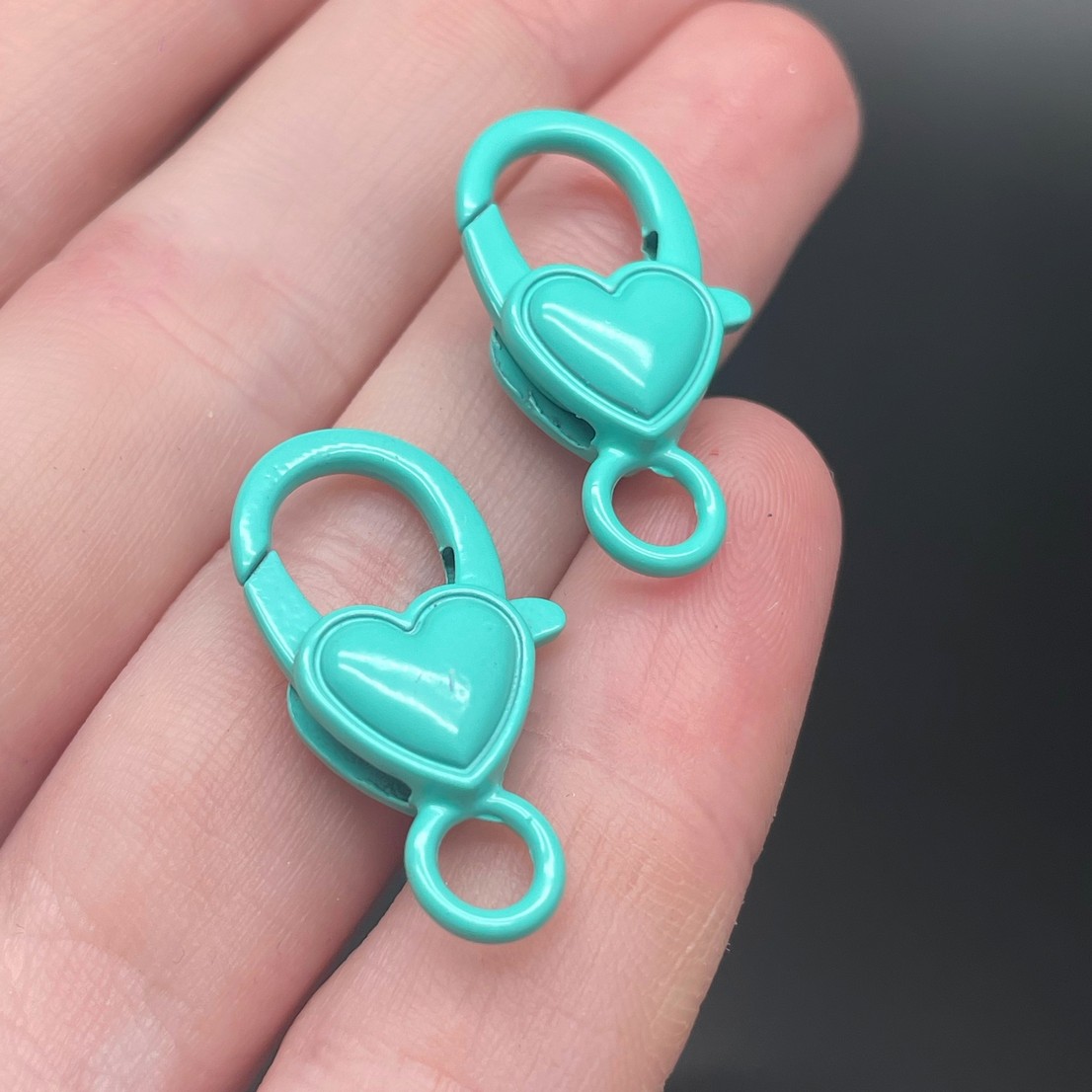 12,5*26,5мм , Замок крупный сердце бирюзовая эмаль 