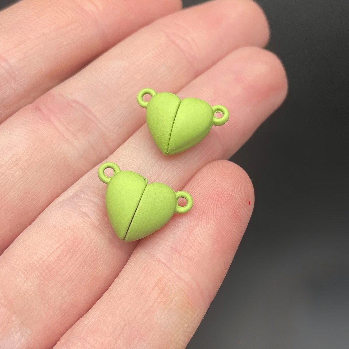 10*15,5мм , Замок магнитный сердце светло-зеленая эмаль  матовая