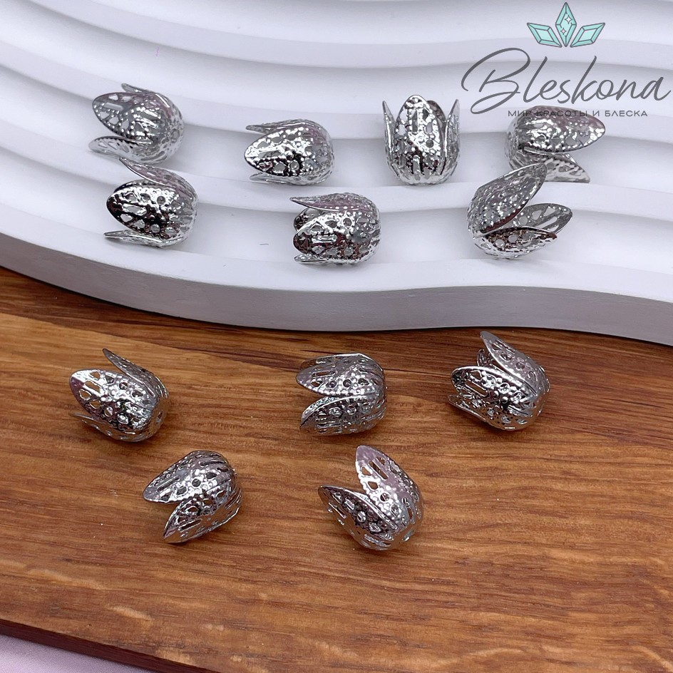 11*9 мм Цвет серебро, Концевик тюльпан