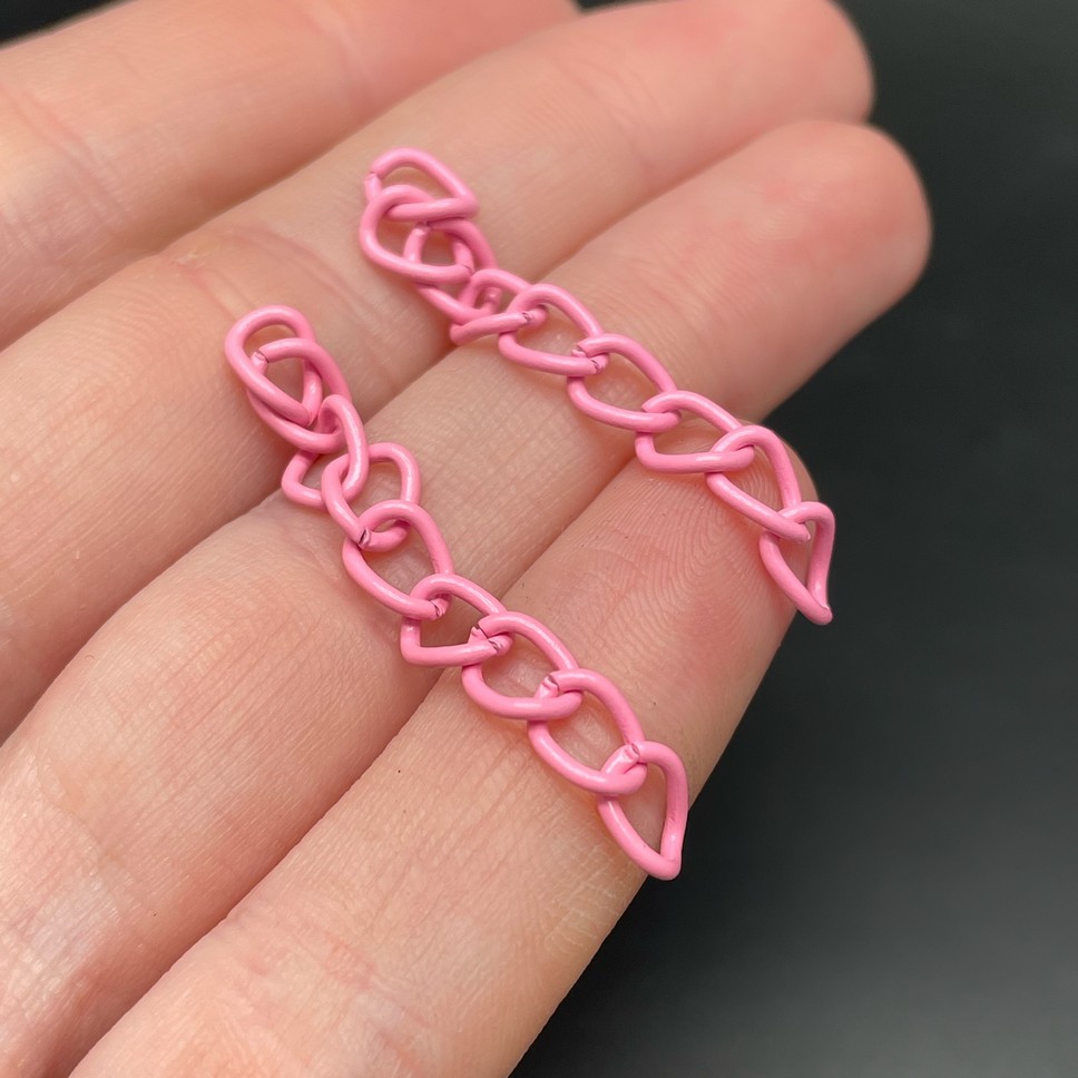 4,5 мм , Цепочка - удлинитель ярко-розовая эмаль