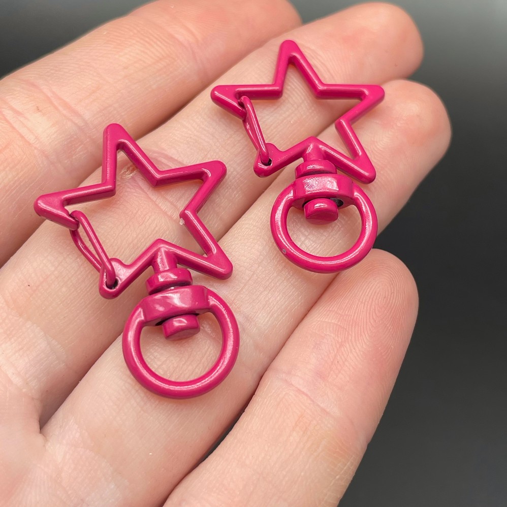 23*35мм , Замок крупный звезда эмаль фуксия 