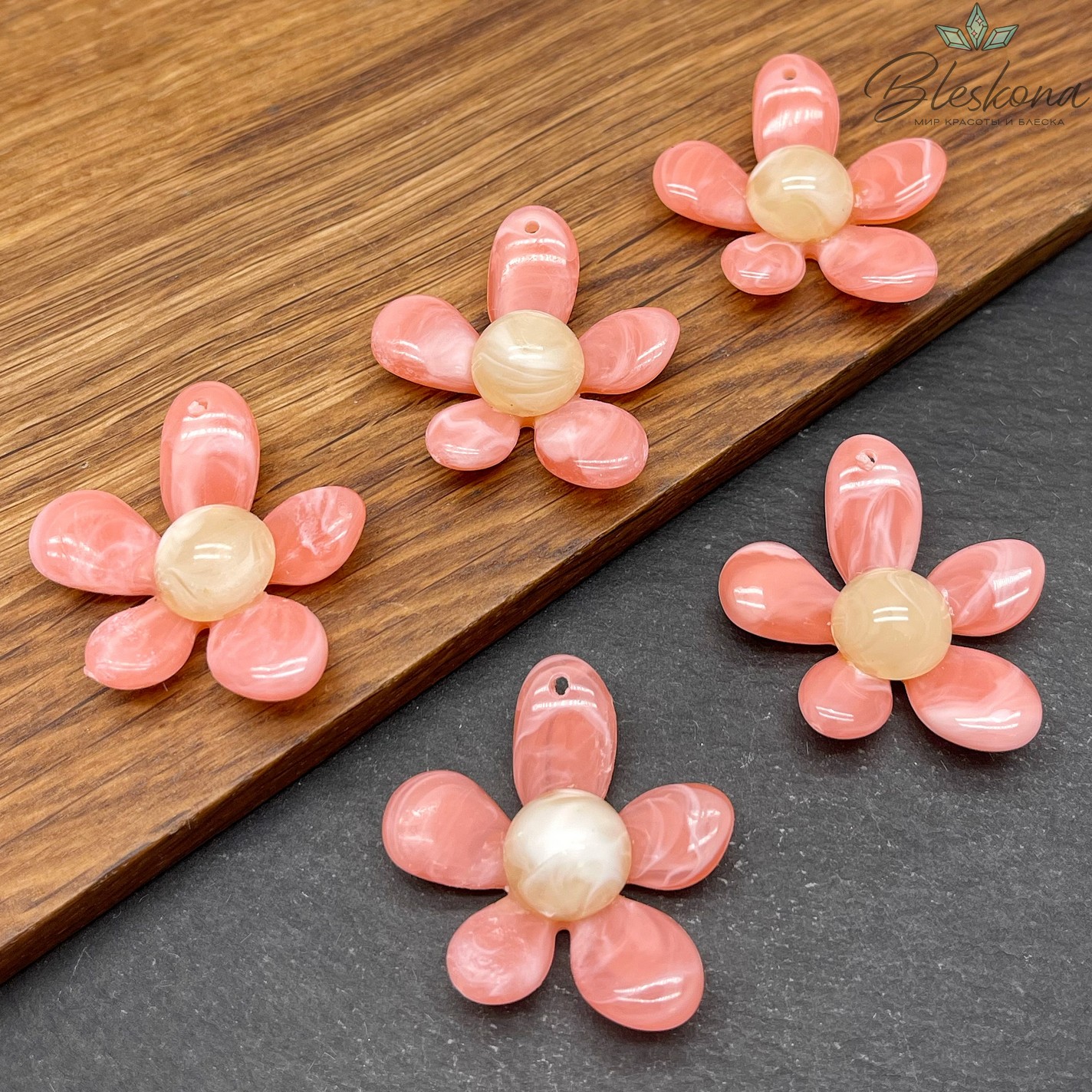 36*30 мм Подвеска цветок цвет розовый 