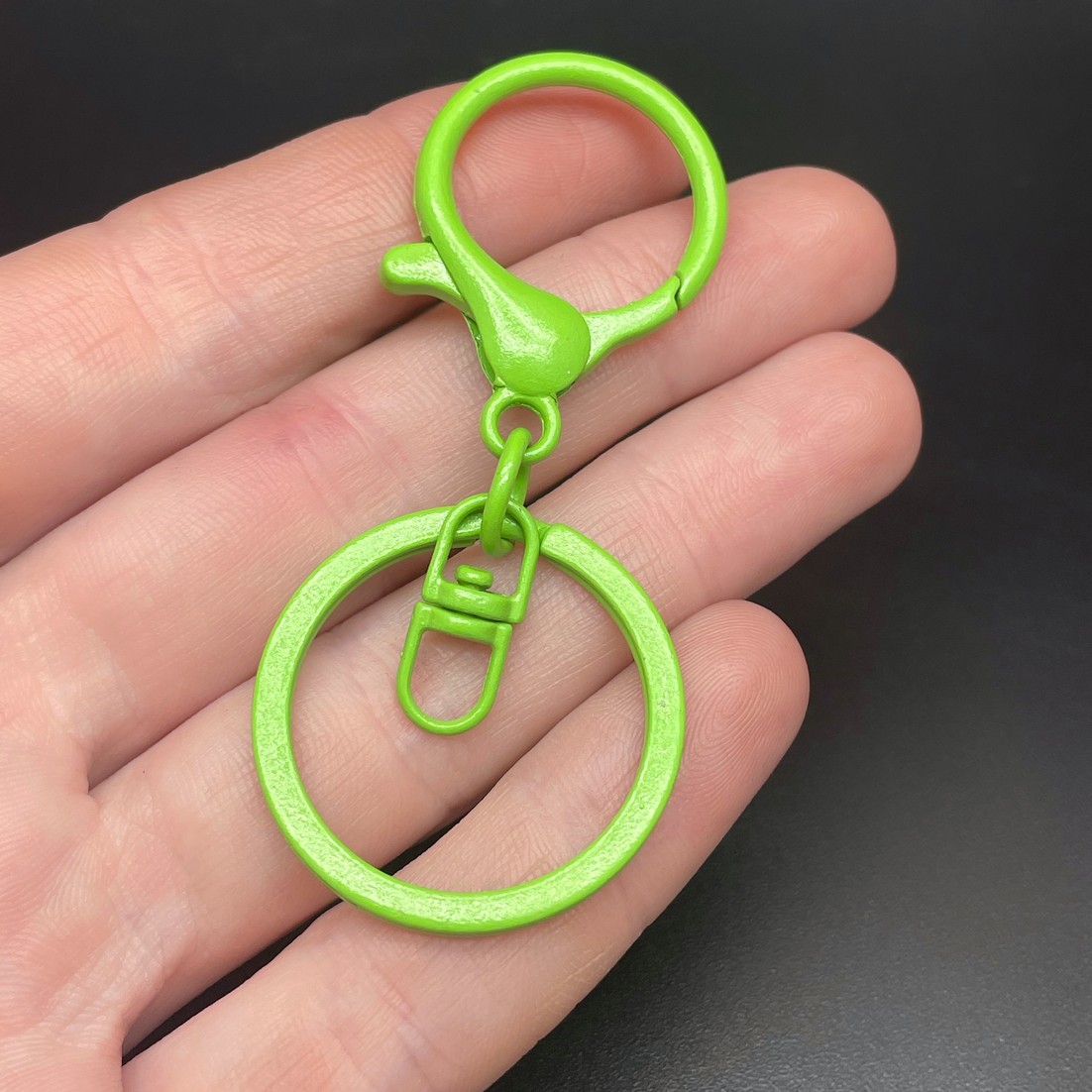 30 мм, Основа для брелока зеленая эмаль круглый замок