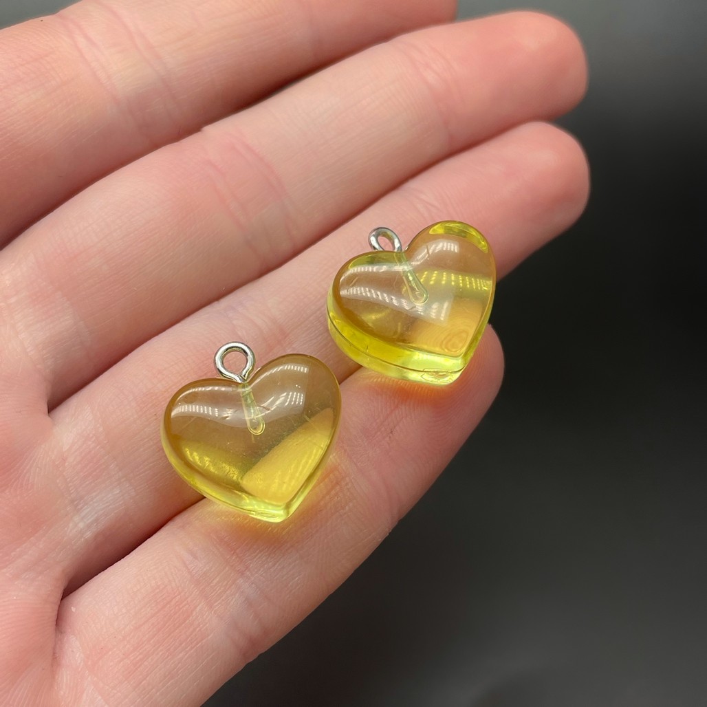 17,5мм, Цвет серебро, Подвеска Сердце желтое