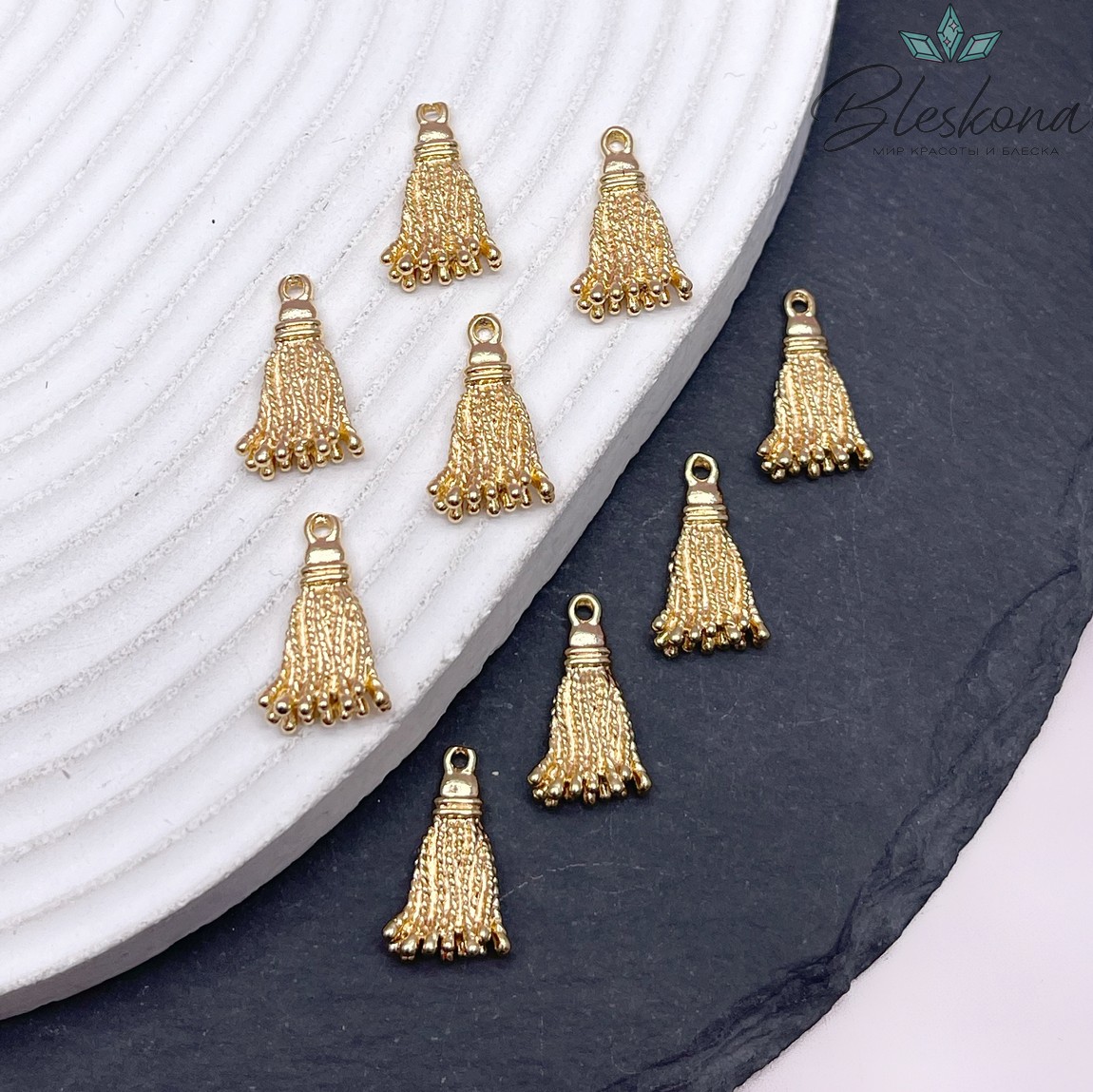 18*10 мм Цвет золото, Подвеска кисточки 