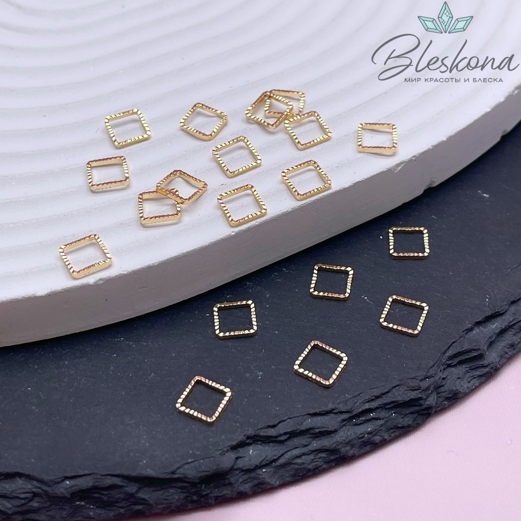 6 мм Цвет золото, Подвеска ромб рифленый