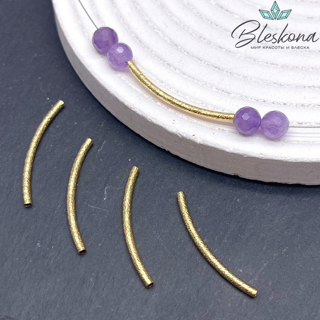 30*2мм, Бусина трубочка фактурная,цвет золото Люкс  