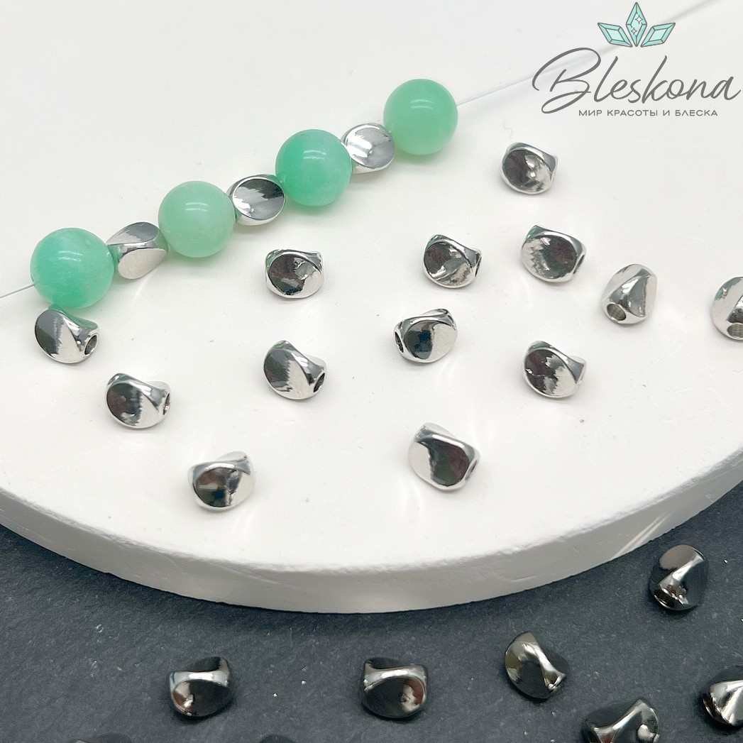 5*4,5мм Цвет Серебро Бусина Крученая Люкс 