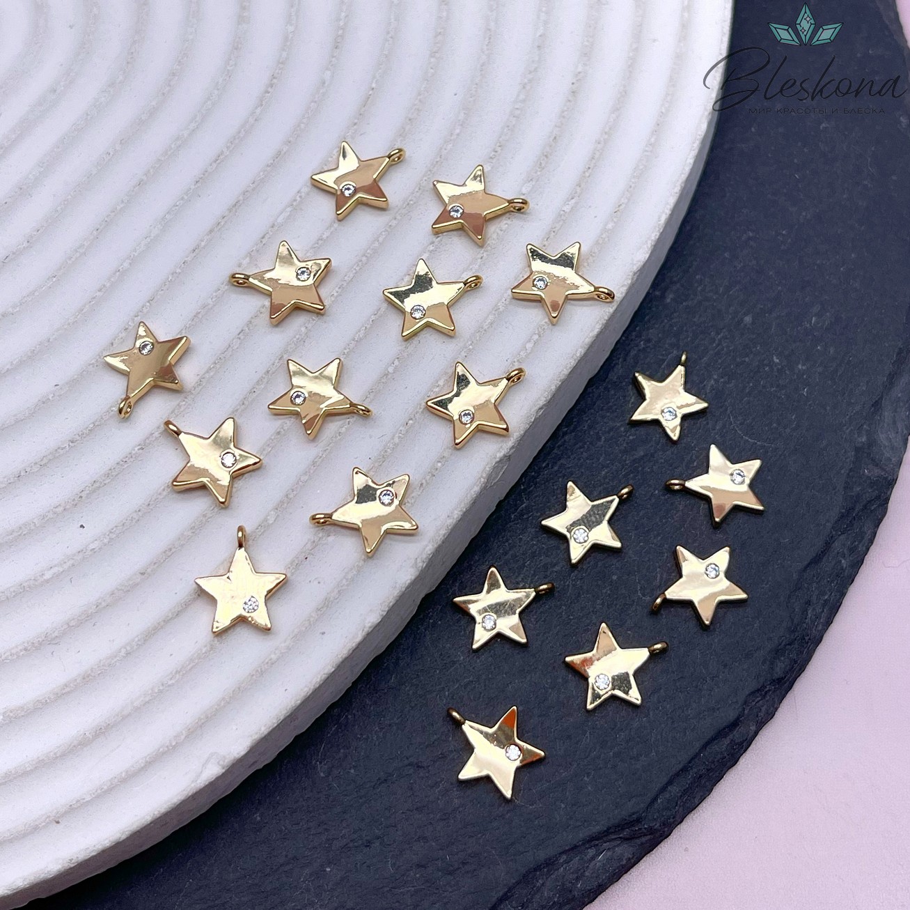 8,7*10мм, Цвет золото, Подвеска Звезда циркон 