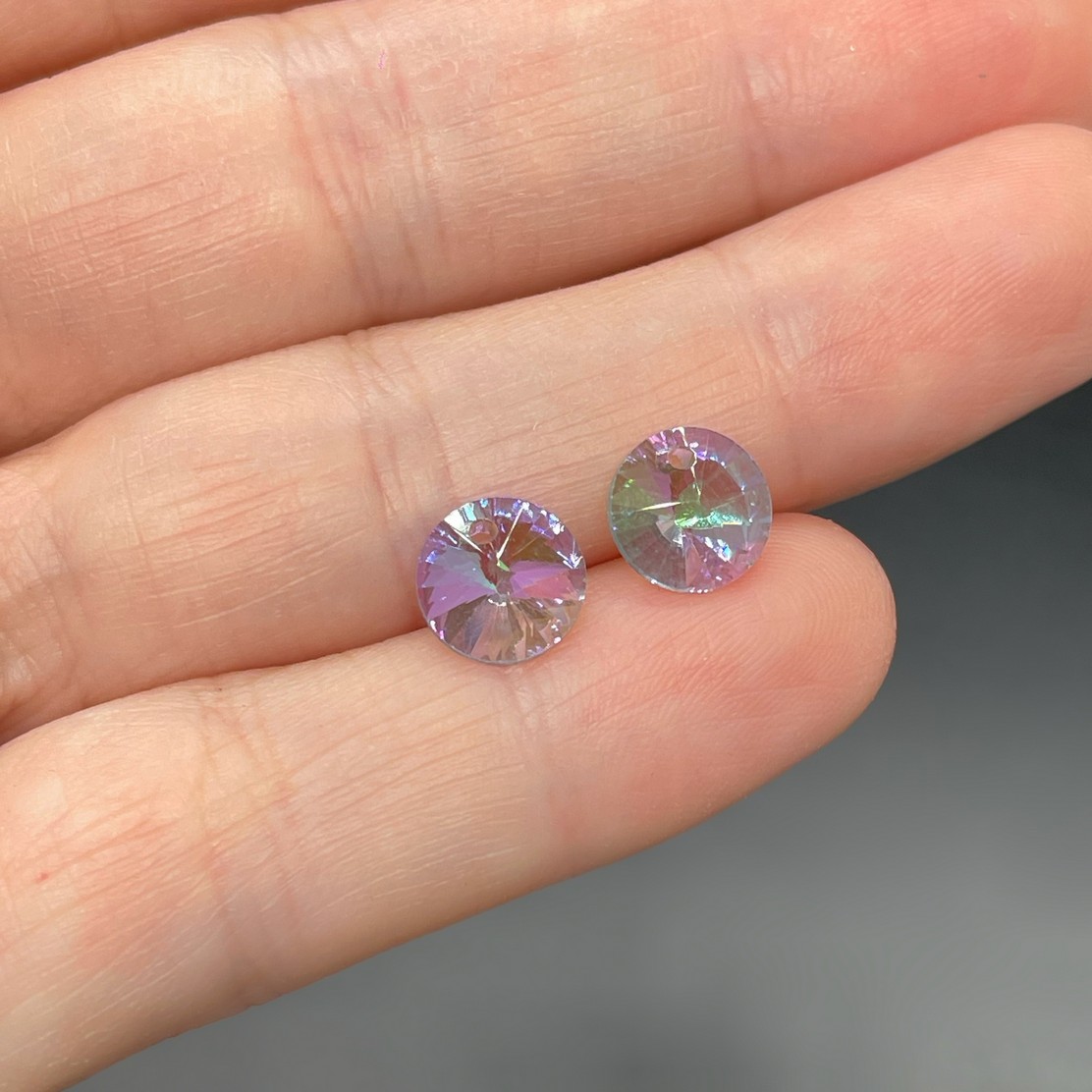 11 мм, Стекло Lux, Подвеска круг, цвет фиолетово-зеленый