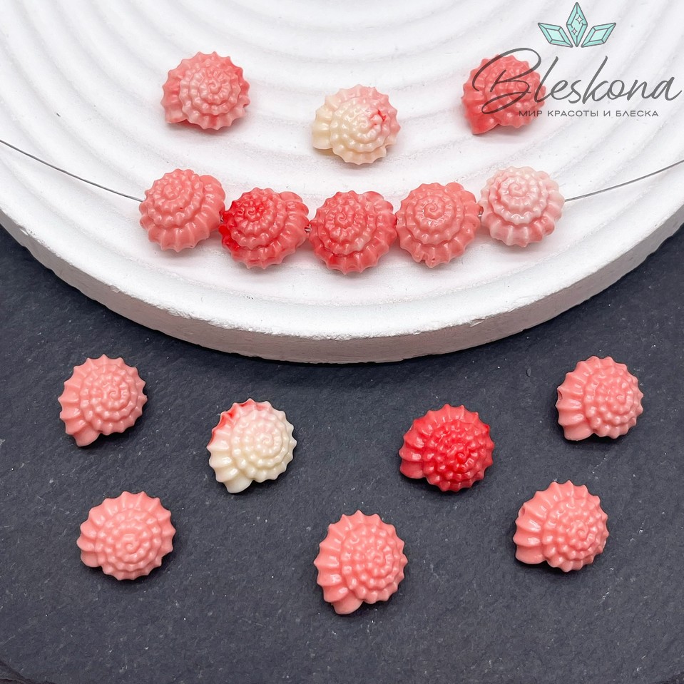 Бусина Ракушка бежево- розовая 12*11 мм (имитация коралла)
