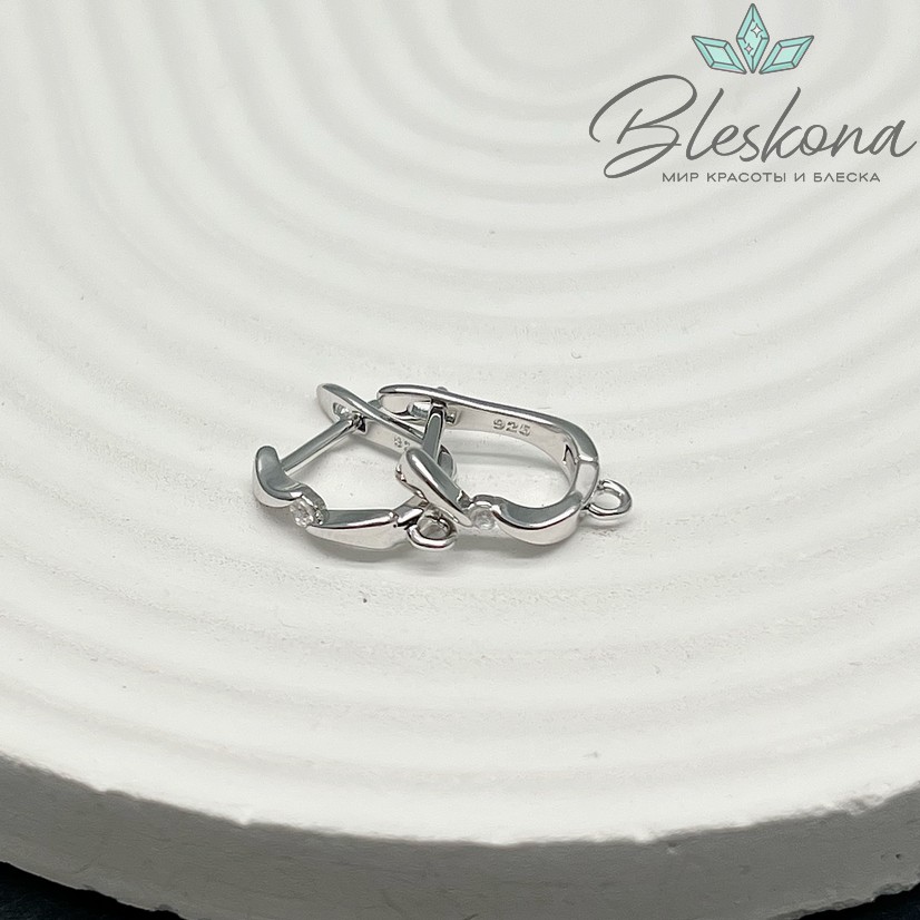 16 мм Цвет серебро, Швензы с цирконом Люкс