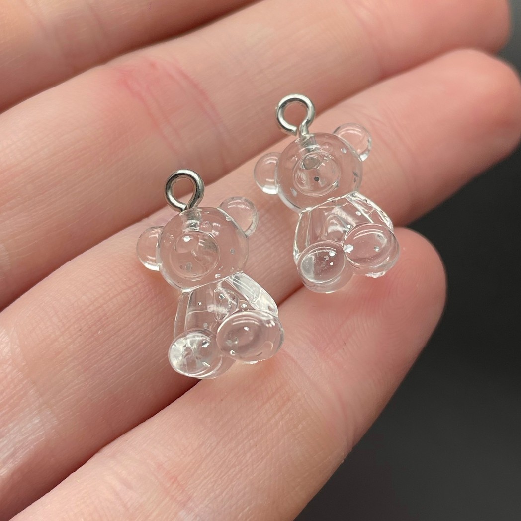 11,5*19 мм, Цвет серебро, Подвеска Мишка мини прозрачный