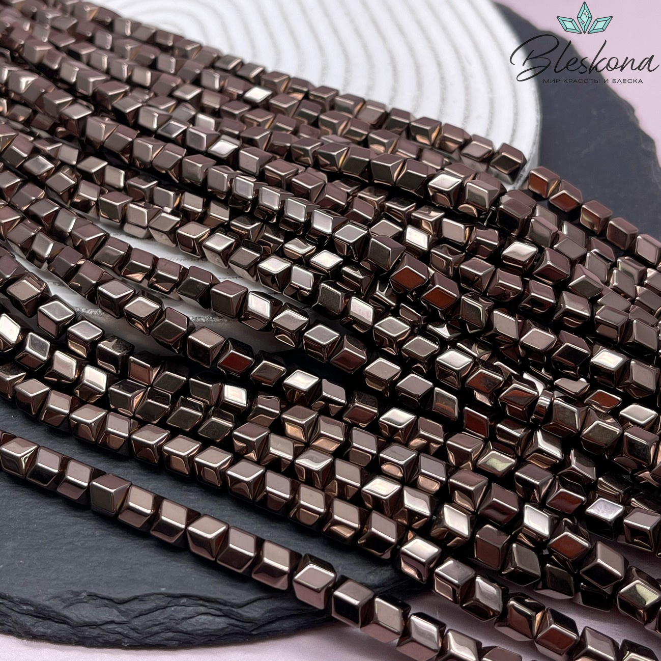 6 мм Гематин имитация, цвет коричневый №1 (шоколадный), геометрия