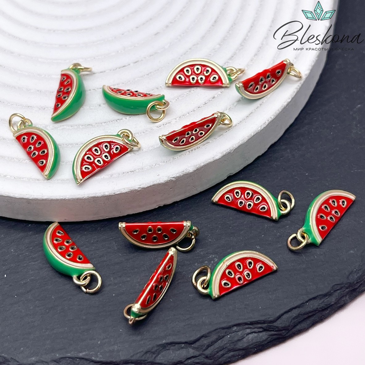 18*7 мм Цвет золото, Подвеска Арбуз эмаль