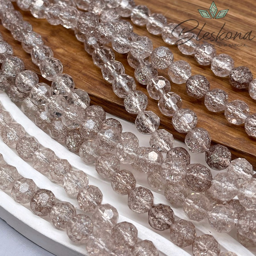 Кварц снежный огранка коричневая (имитация)  8 мм