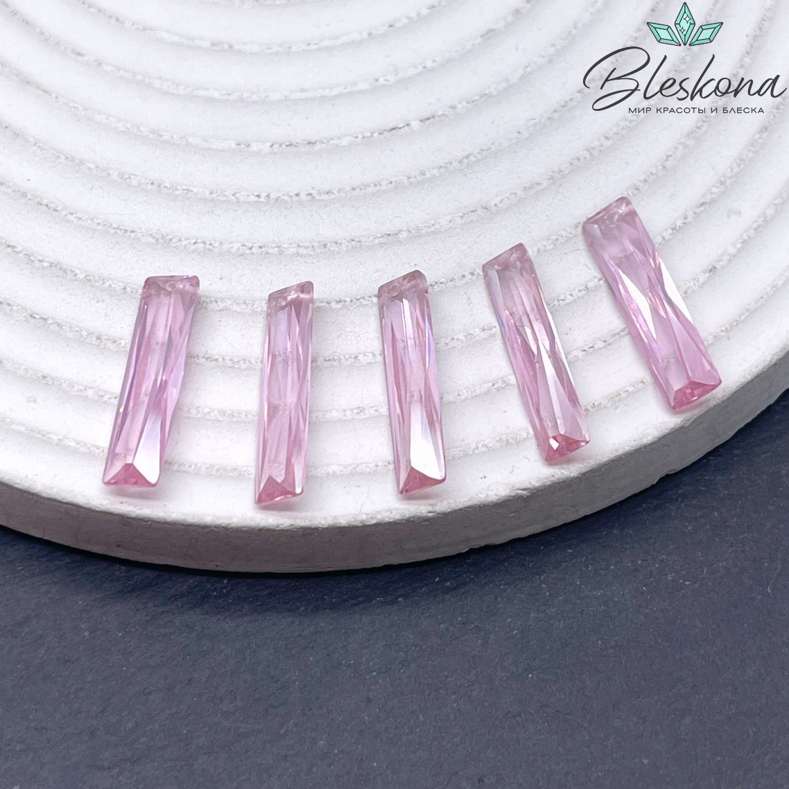 20*4,8 мм, Подвеска Циркон прямоугольник розовый (кубический цирконий, фианит) 