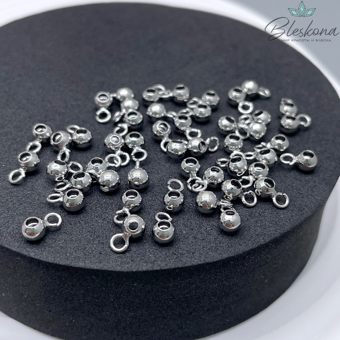 7*3,3 мм Цвет серебро, Бейл-бусина гладкая разъмное кольцо