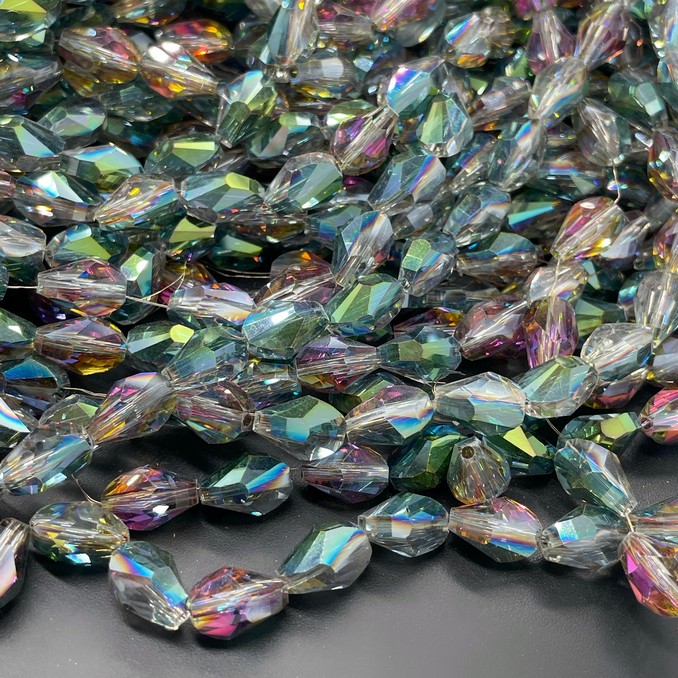 7*11,5 мм Стекло Lux, ракушка, цвет зеленый с фиолетовым переливом