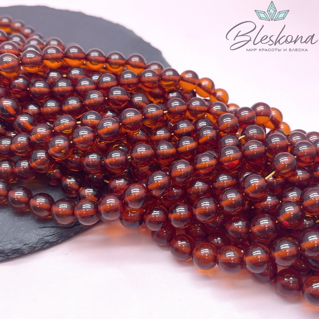 Янтарь шар темно-коричневый 10 мм