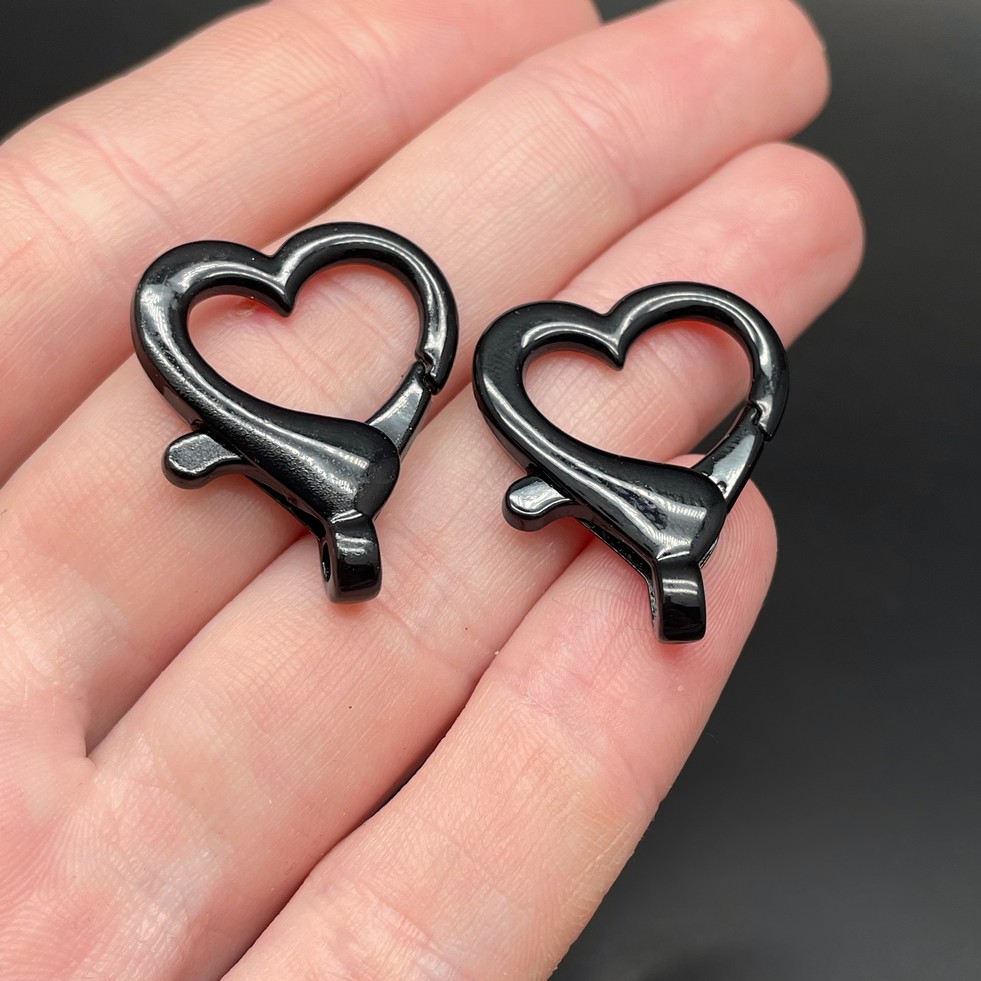 22*26мм , Замок крупный сердце черная  эмаль 