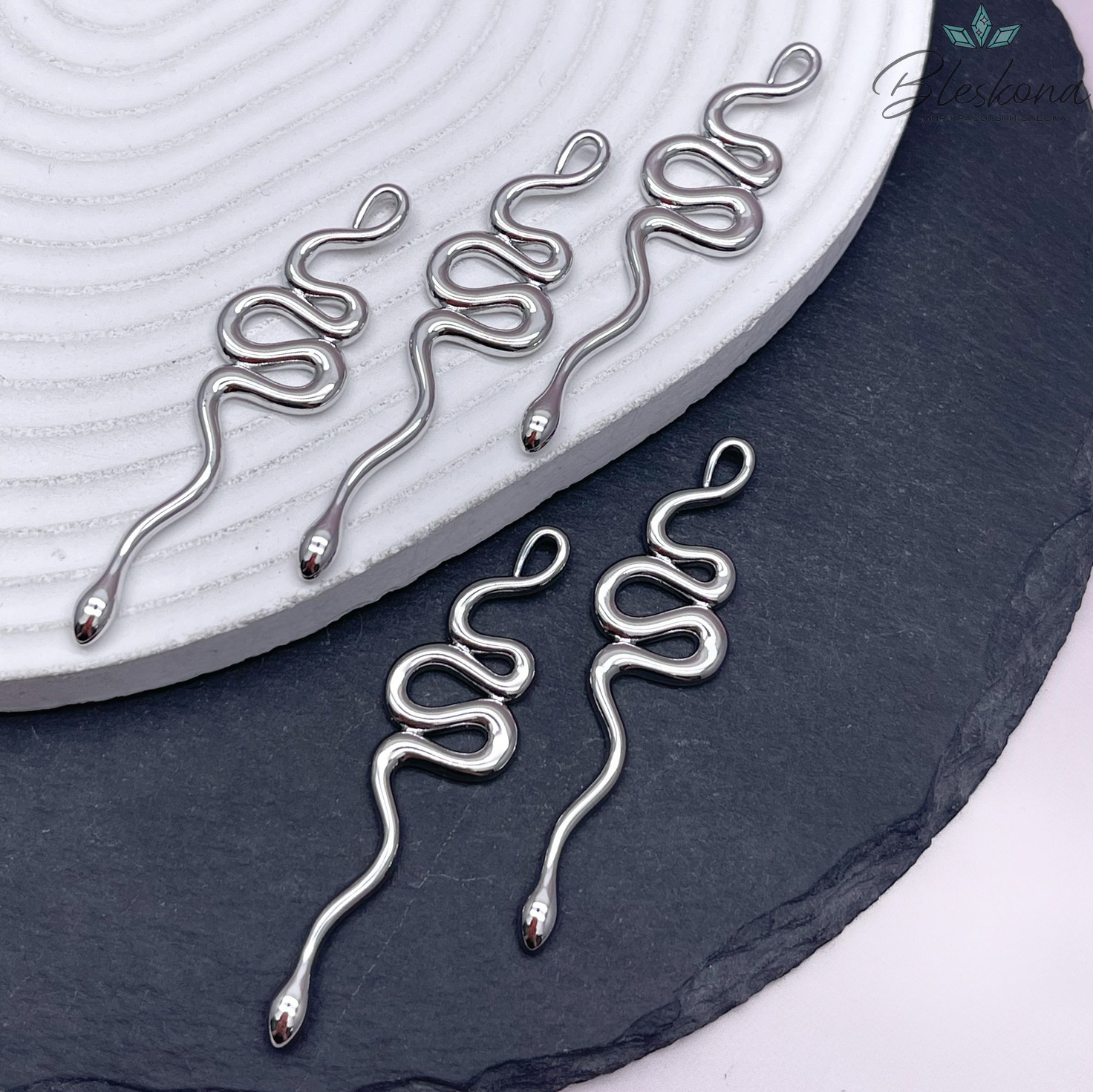 59*15,5 мм Цвет серебро, Подвеска змея гладкая