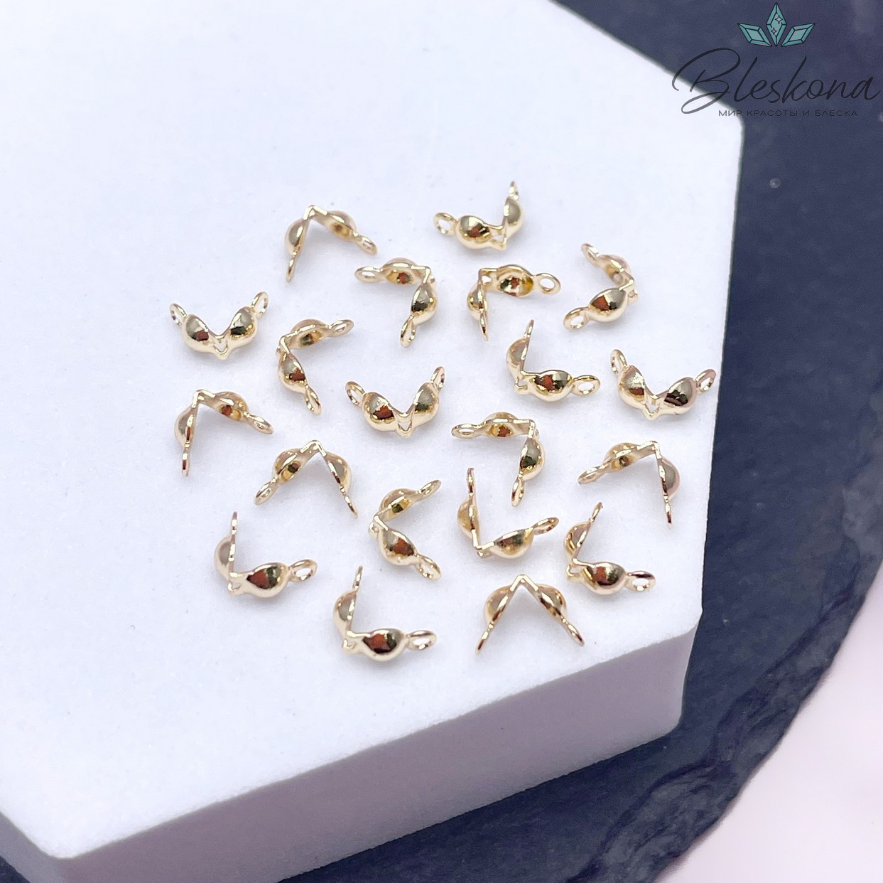 6,5*3 мм Цвет золото, Каллоты двойное кольцо уп. 20 шт.