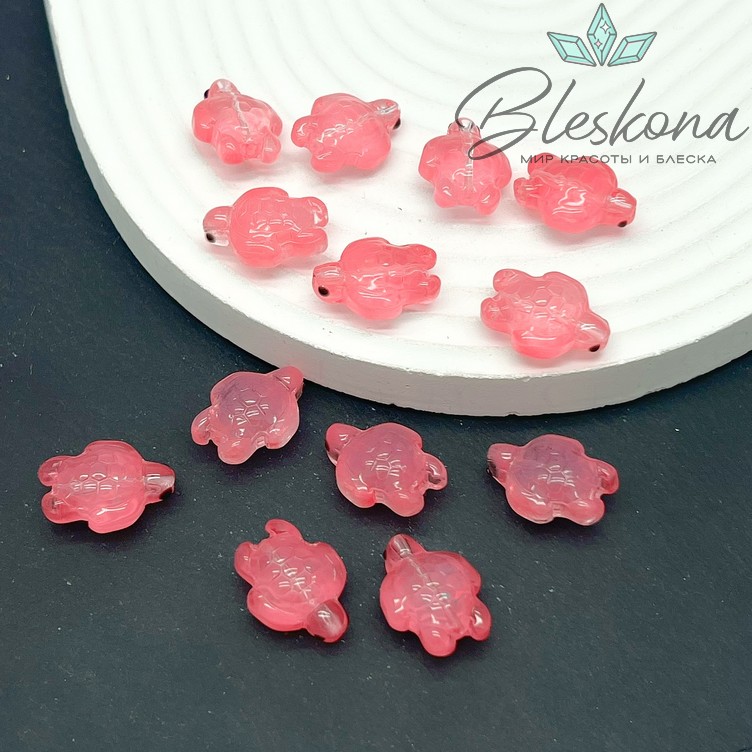 18,5*14 мм  Бусина черепаха розовая