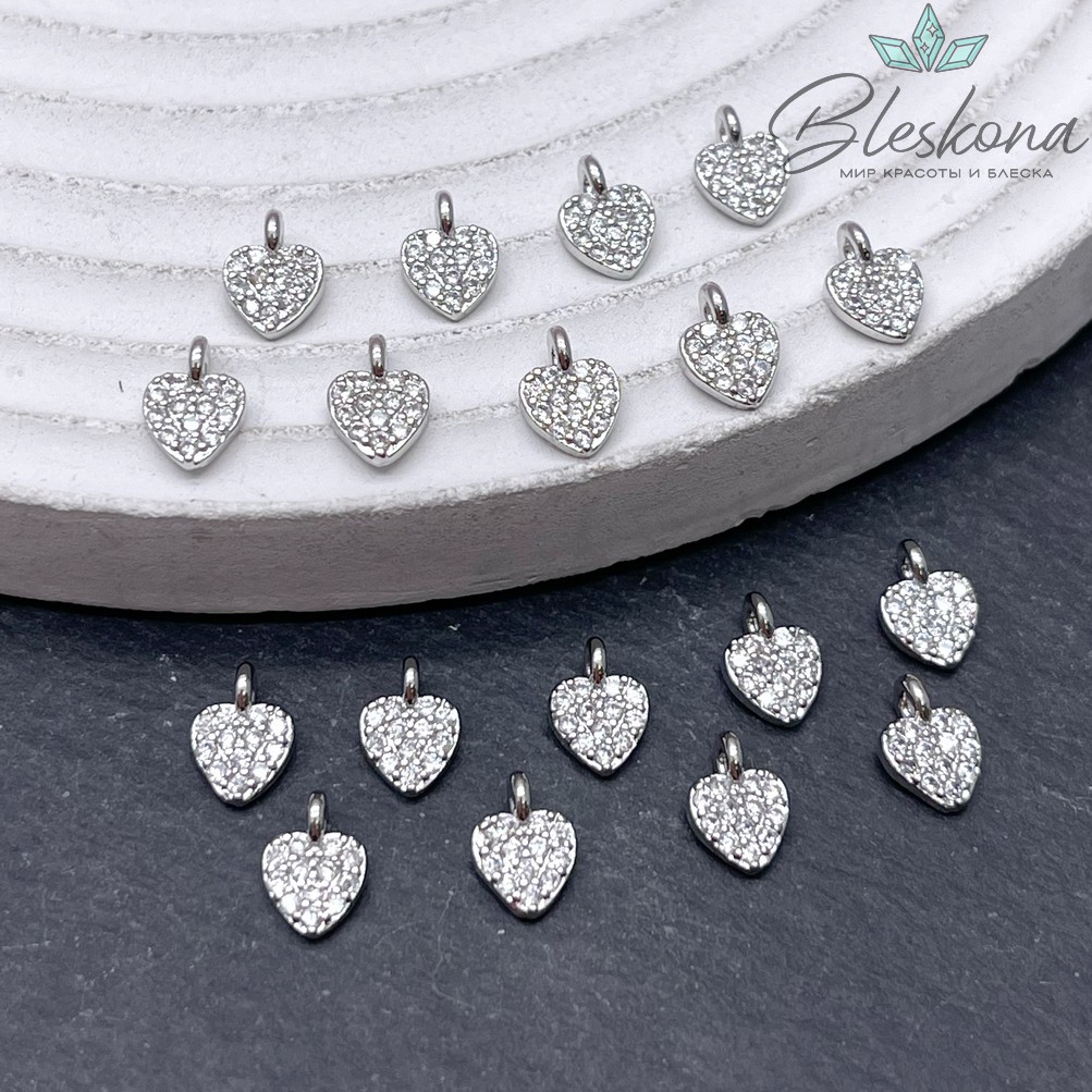 7,4*5 мм Цвет серебро, Подвеска мини сердце