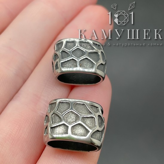 Бусина разделитель сталь, цвет серебро 11,7*16мм