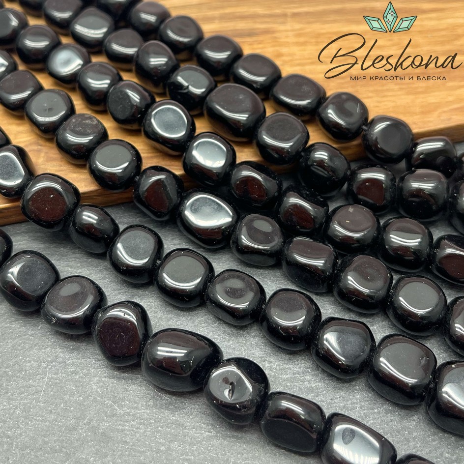 Обсидиан черный плоский квадрат фриформ 11*8 мм