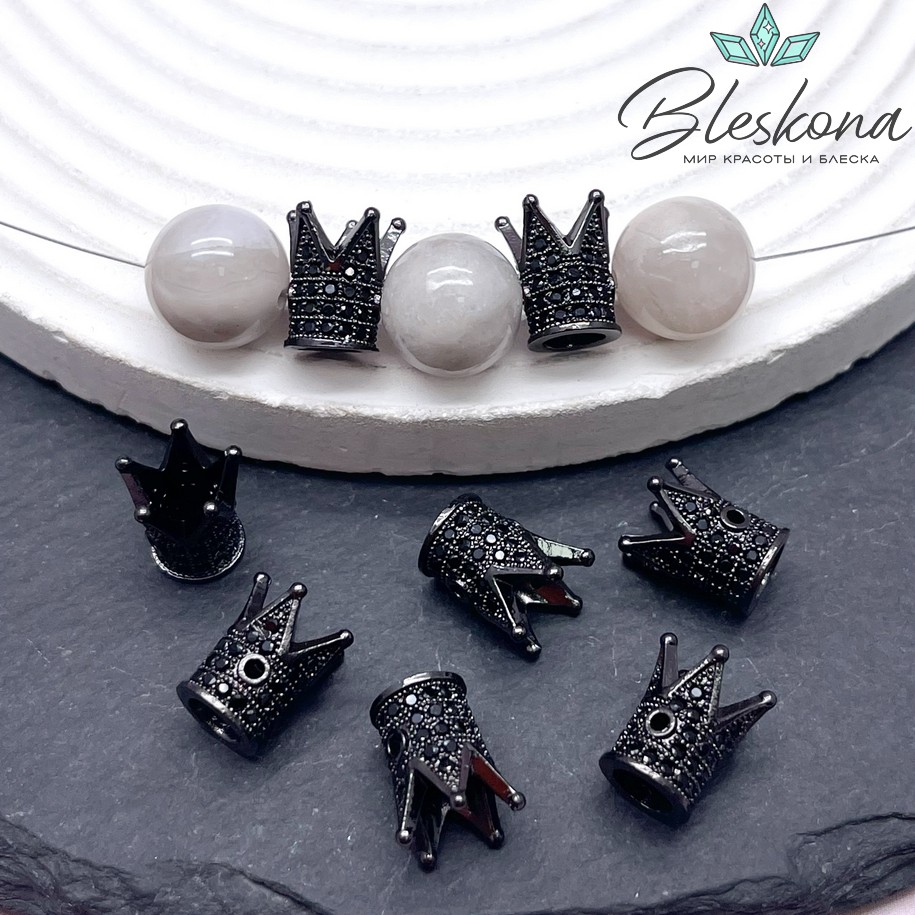 Бусина Корона, цвет черный, 12*7,5мм