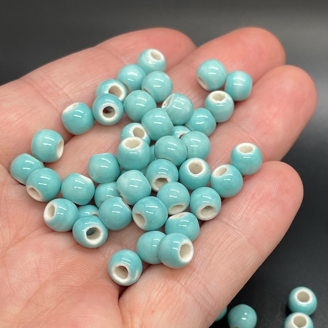 6,5 мм Бусина шар, керамика  цвет бирюзовый