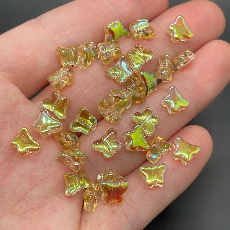 6*8 мм, Стекло Lux бусина бабочка желтая уп.10шт