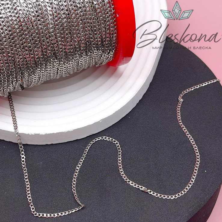 Цепь №143 цвет серебро 2,7*2 мм 