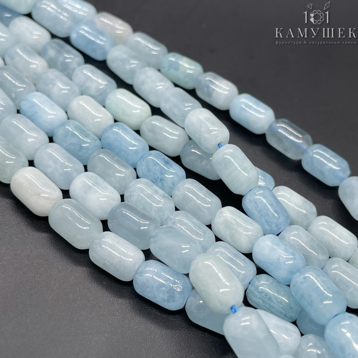 Аквамарин бочата 6*9мм сет 19 см