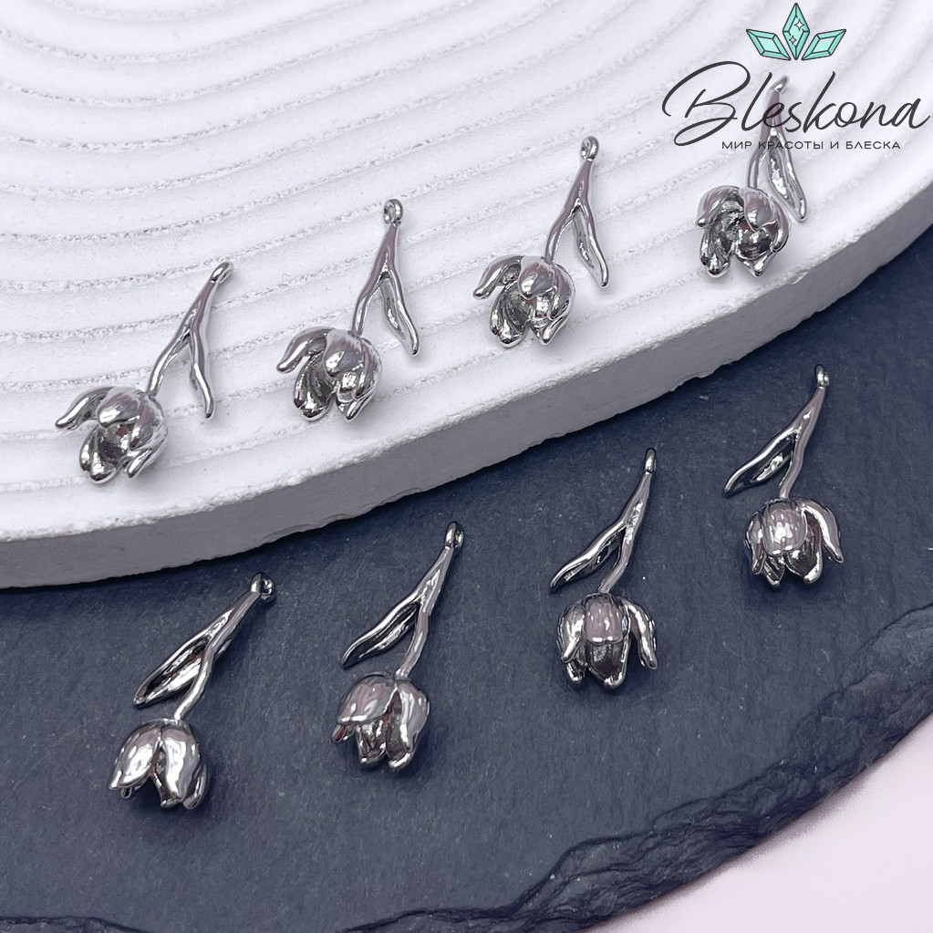 23*11 мм Цвет серебро, Подвеска тюльпан 