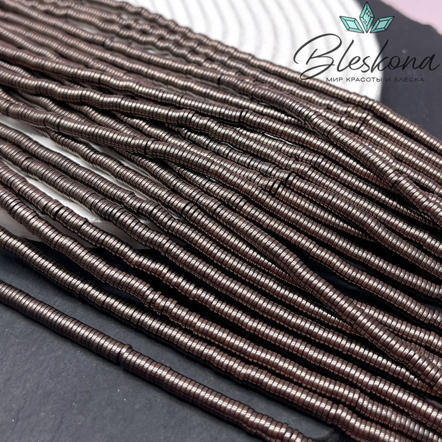 4*1 мм Гематин имитация, цвет коричневый №1 (шоколадный), диски №1