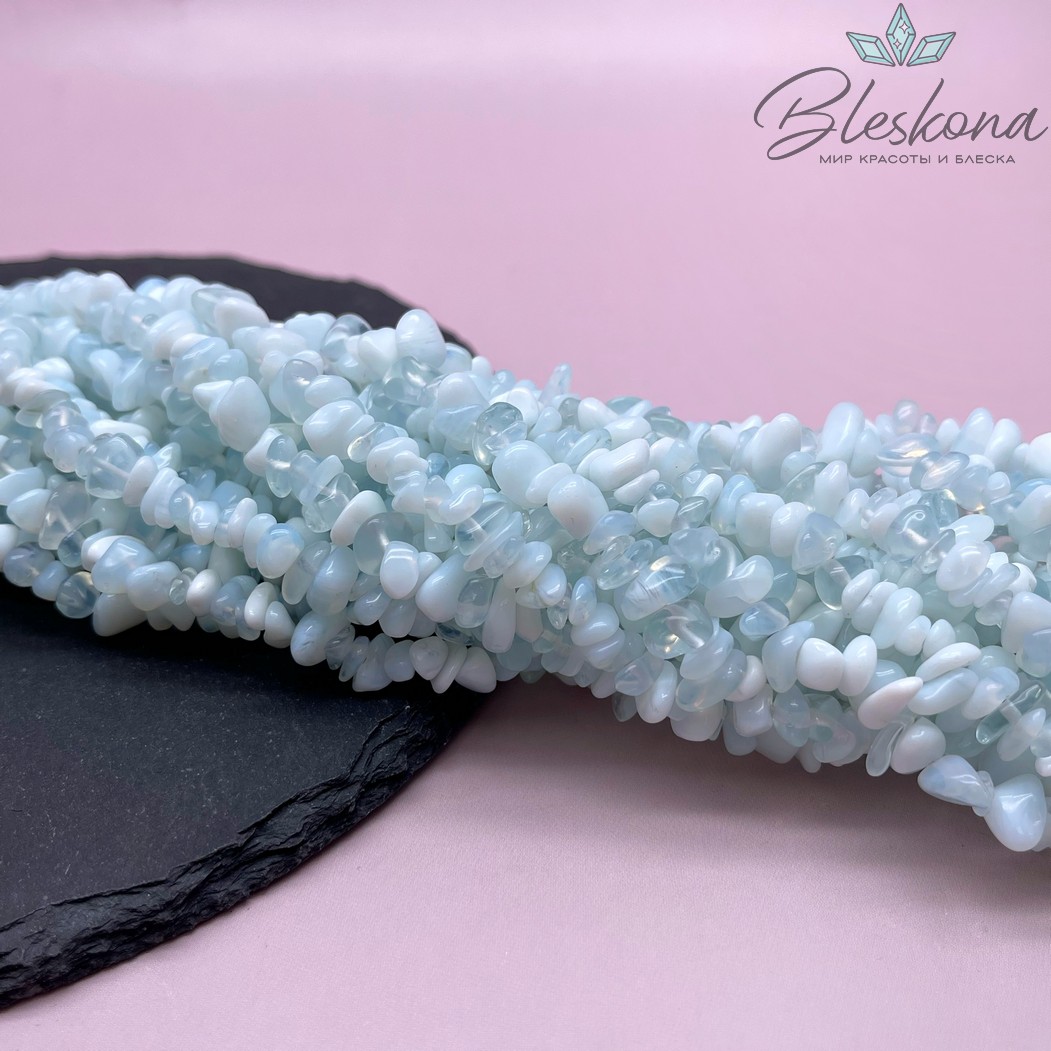 Крошка Лунный камень №1 (имитация) ширина бусин ~ 6-9 мм