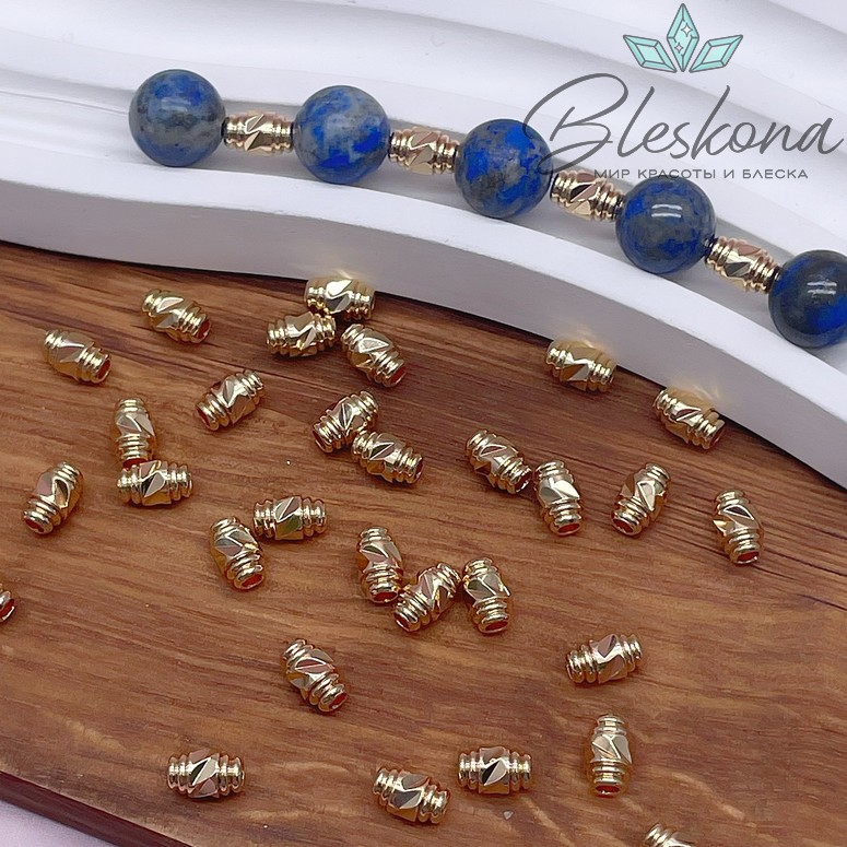 6,5*4 мм Цвет золото, Бусина цилиндр насечки