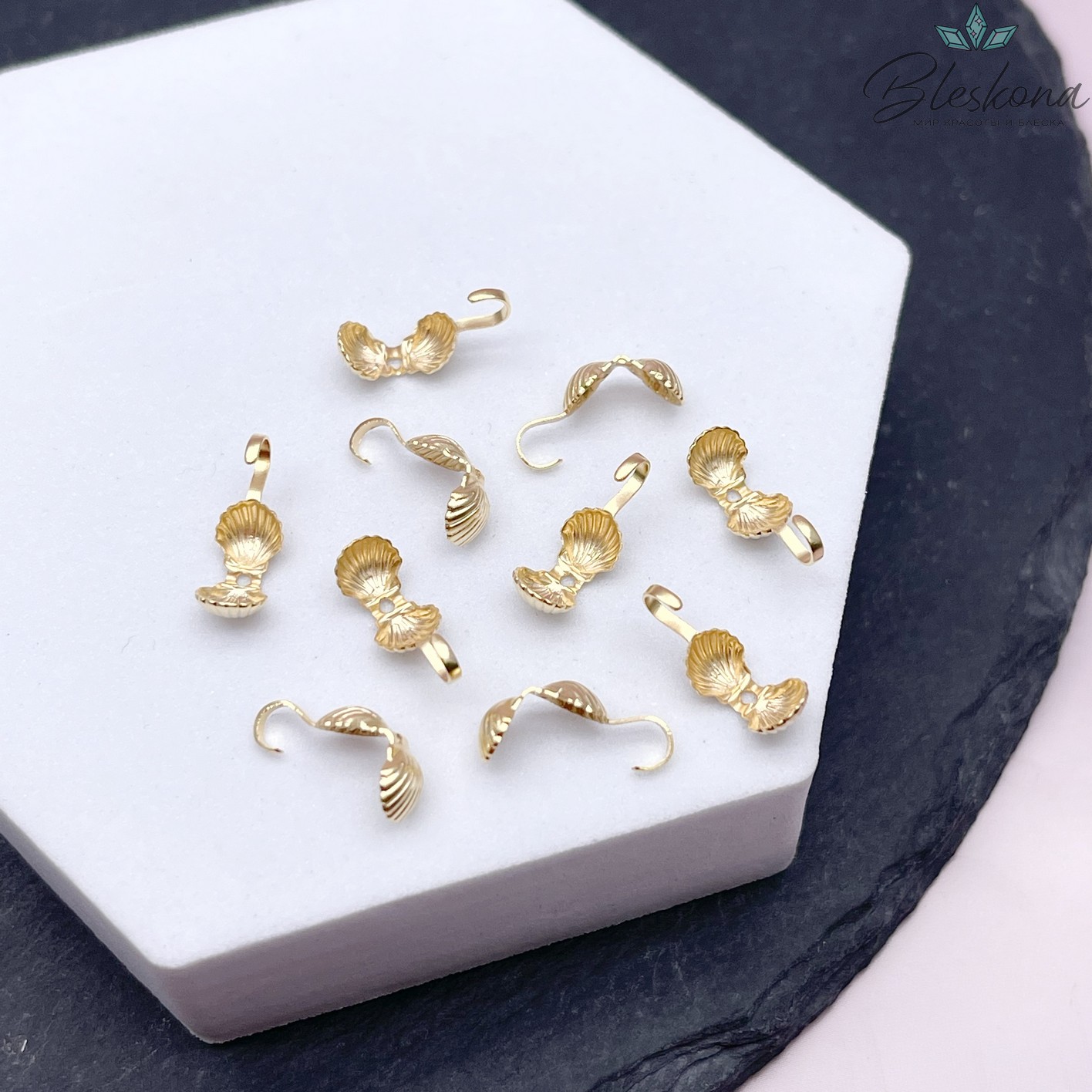 11*5 мм Цвет золото, Каллоты ракушка уп. 10 шт.