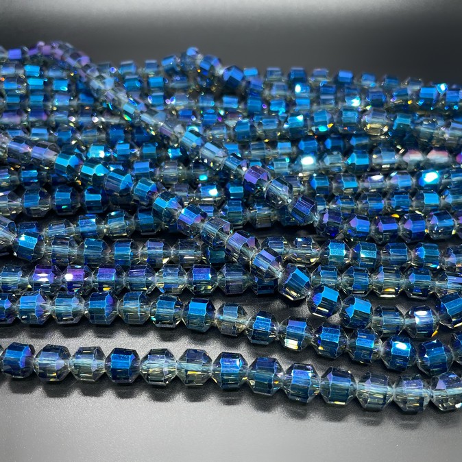 7 мм, Стекло Lux, многогранник, цвет синий
