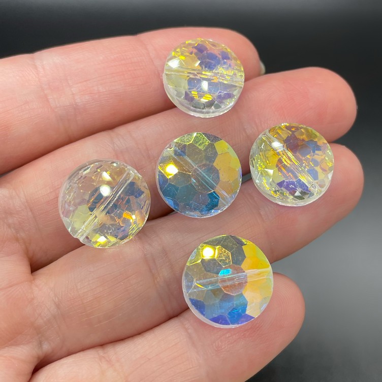14 мм, Стекло Lux бусина таблетка цвет АВ уп.5 шт