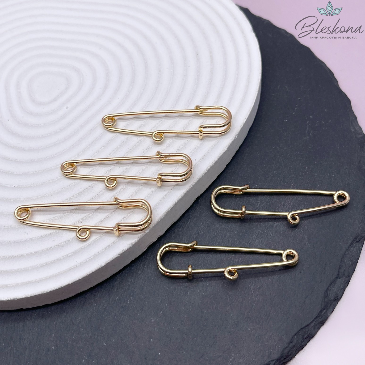 5 см, Цвет золото, Основа булавка 1 кольцо 