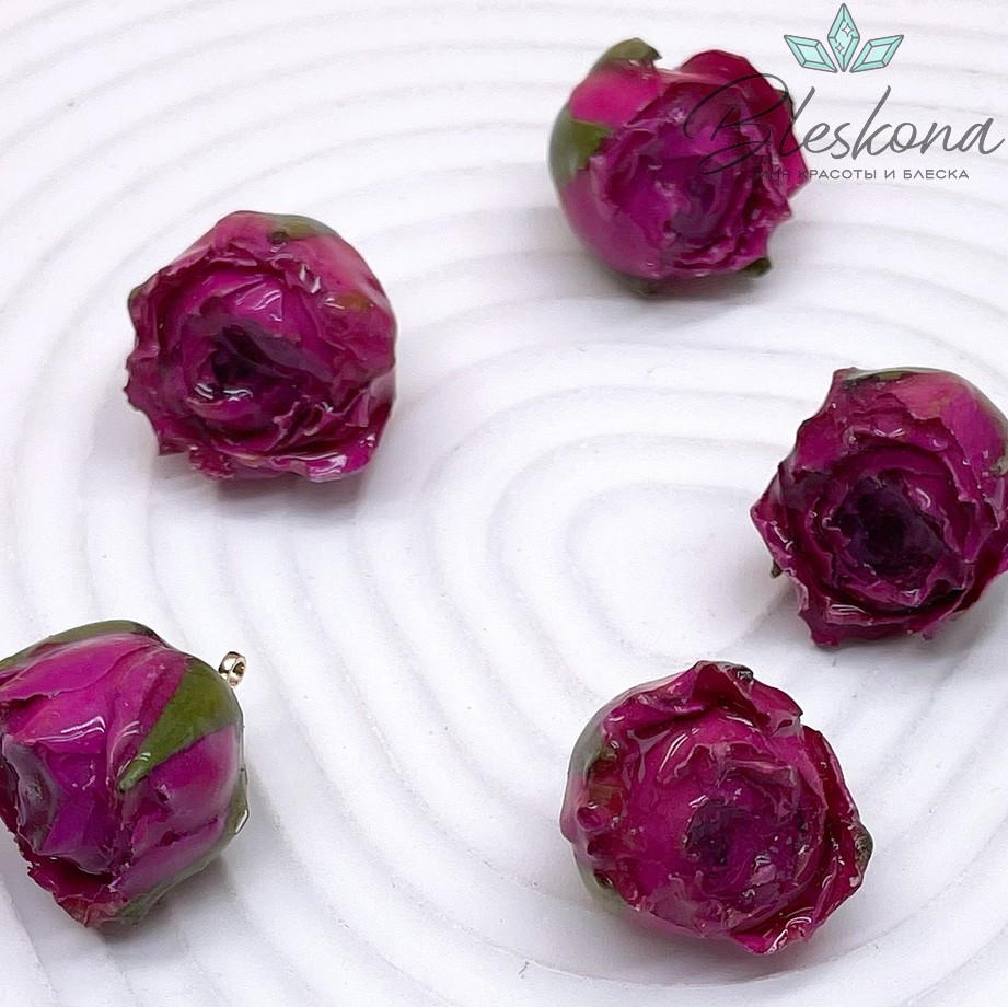 20-26 мм, Цвет золото, Подвеска роза в эпоксидной смоле №1