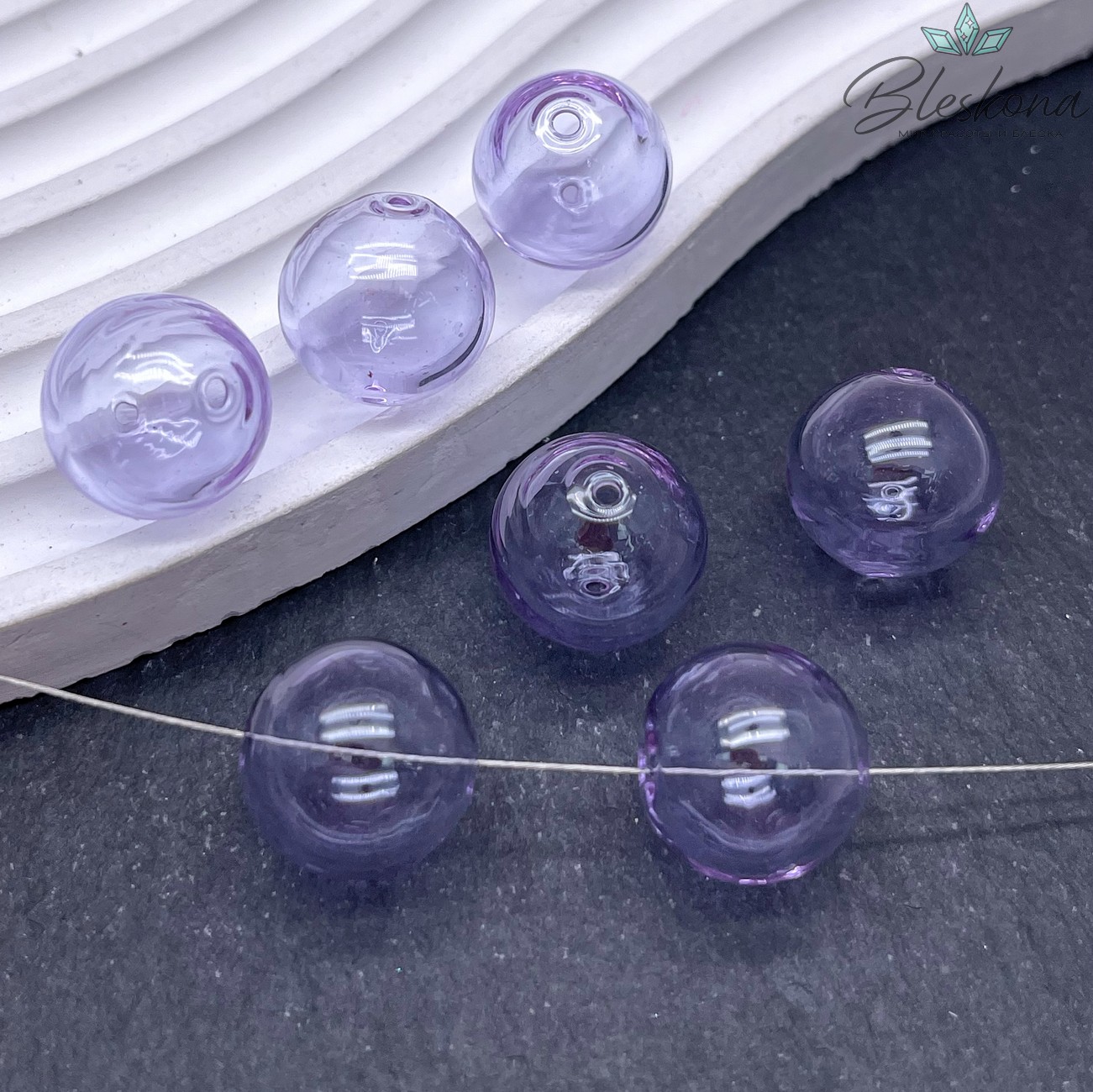 14 мм Бусина шар стекло фиолетовое