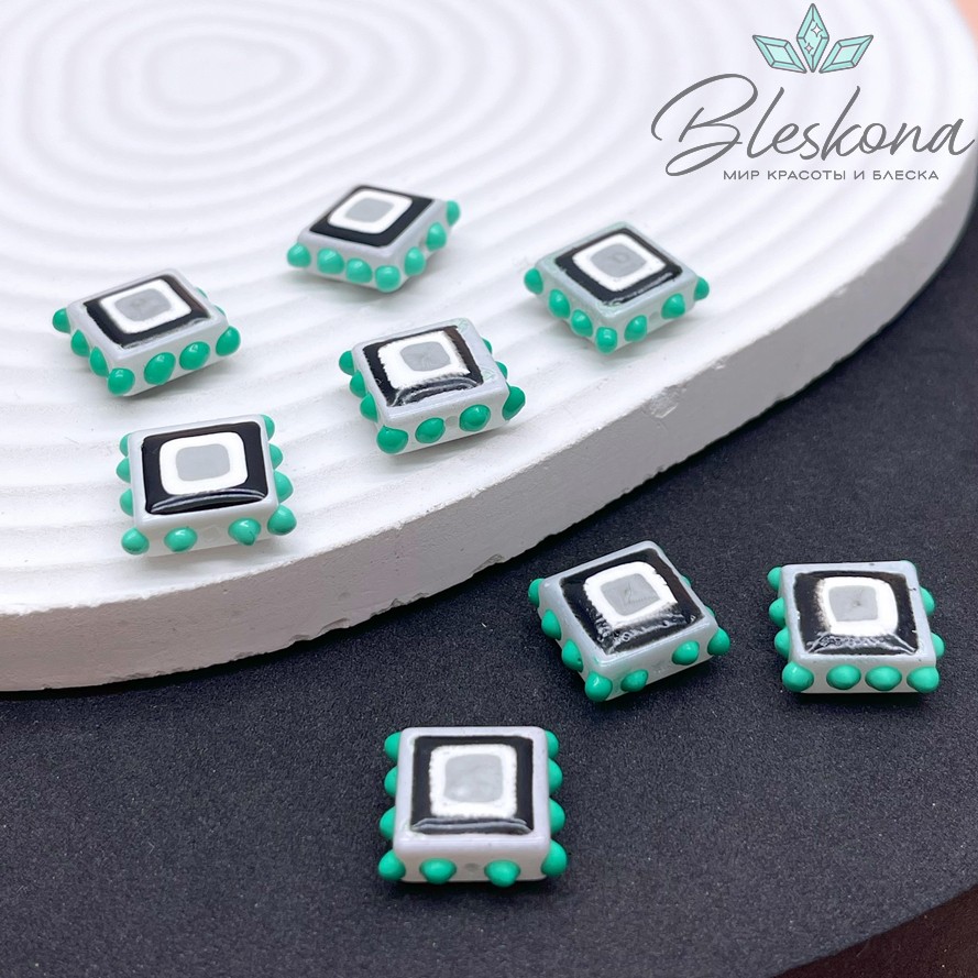 13,5 мм Бусина квадрат серый 